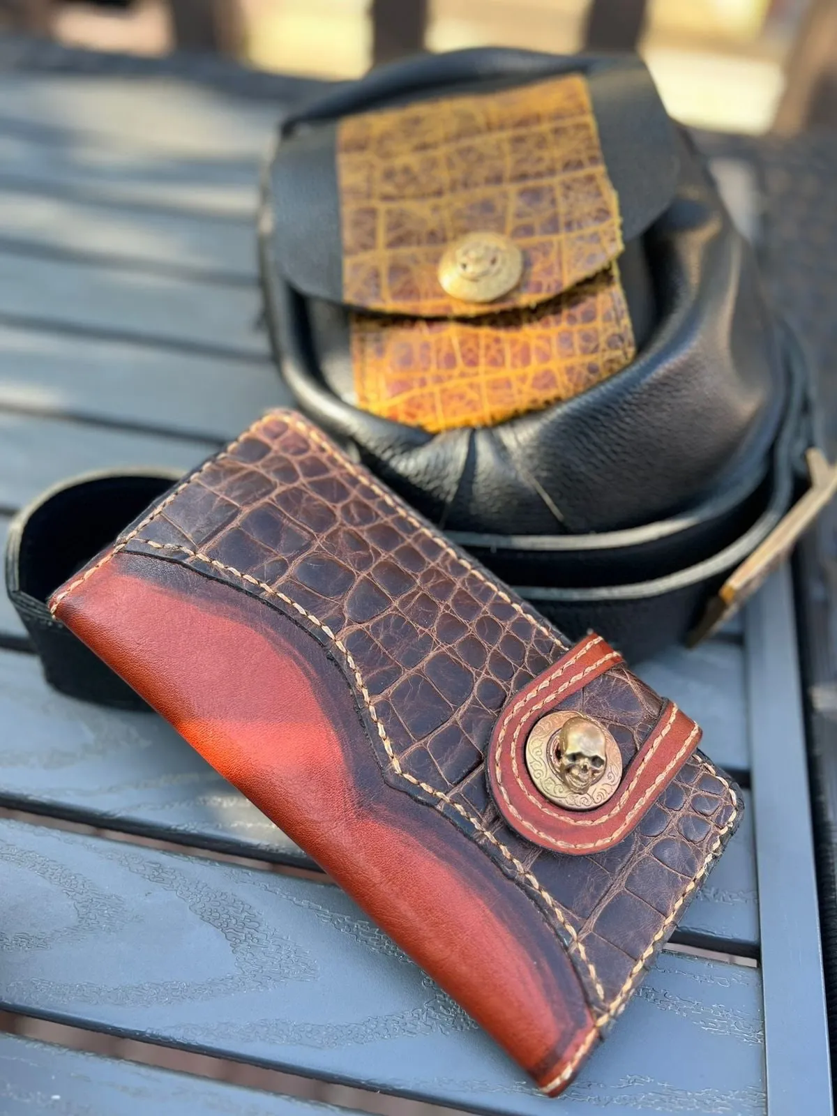 Leather bag, closed view