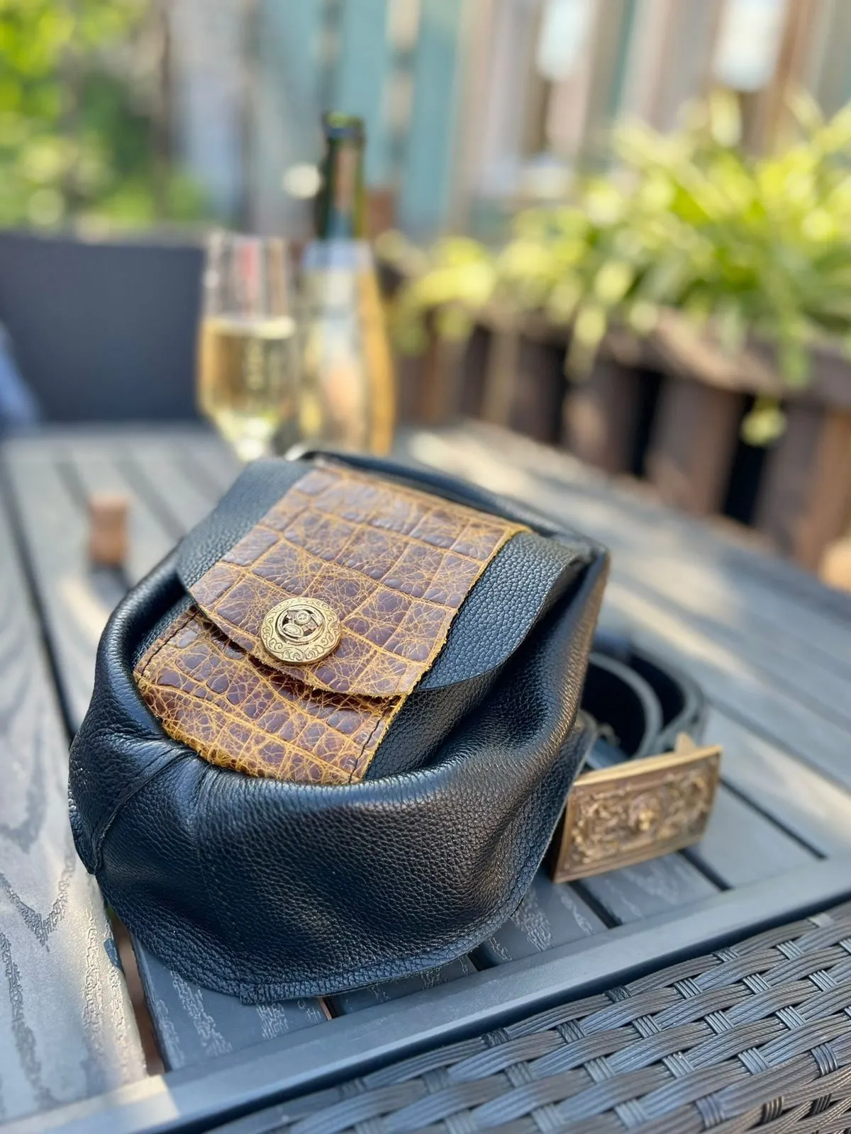 Leather wallet, open
